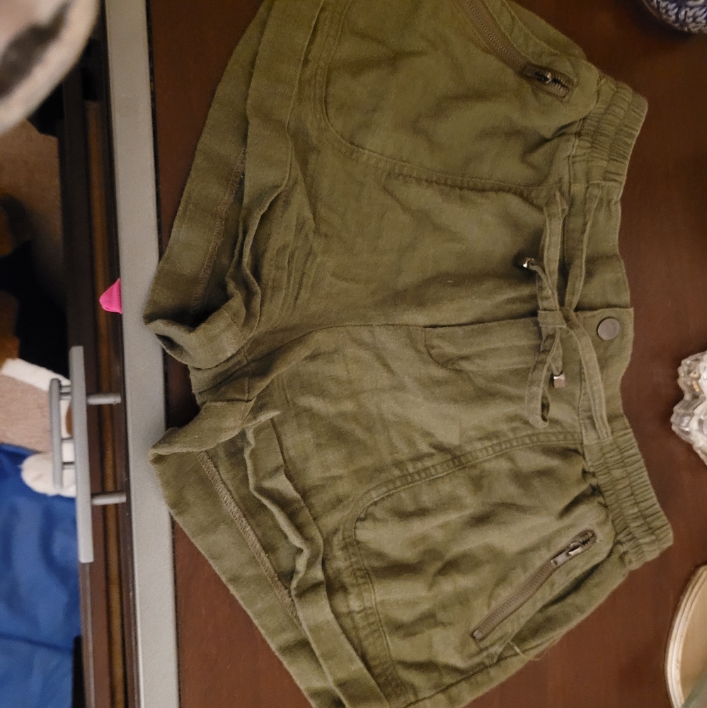Green shorts. Kinda stretchy. Super trendy